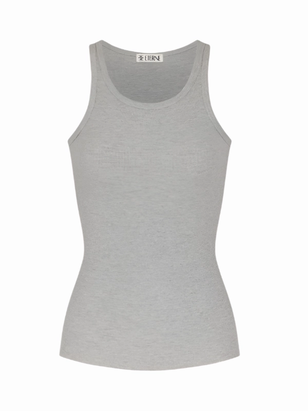 High Neck Fitted Tank in Heather Grey ButterySoftTexture Beach Fit