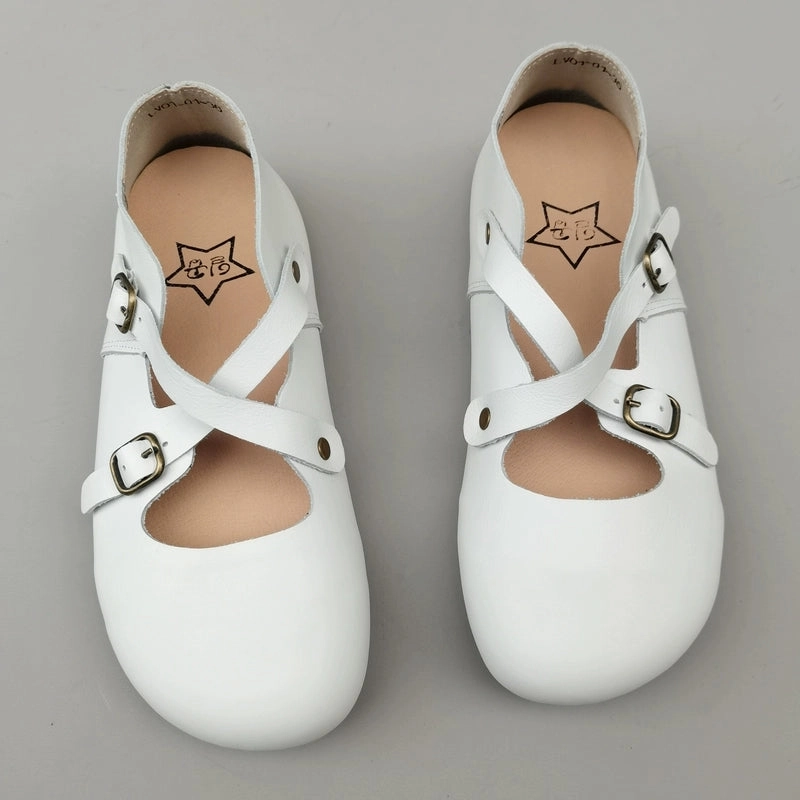 Women Retro Summer Leather Crossing Straped Casual Shoes professionals