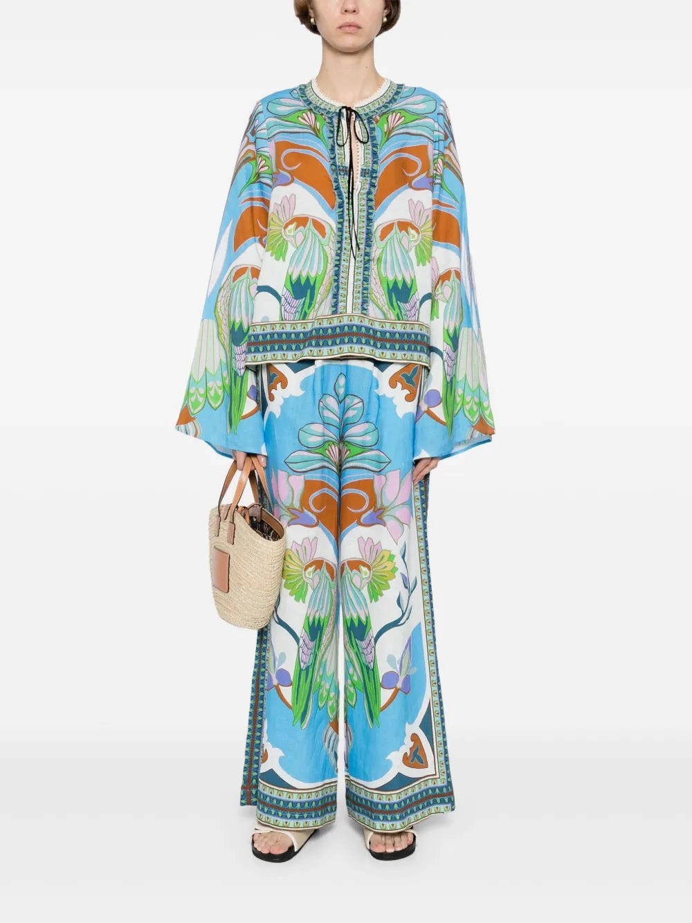 Sun Protection Fabric Mediterranean Air Tess Top in Blue Multi