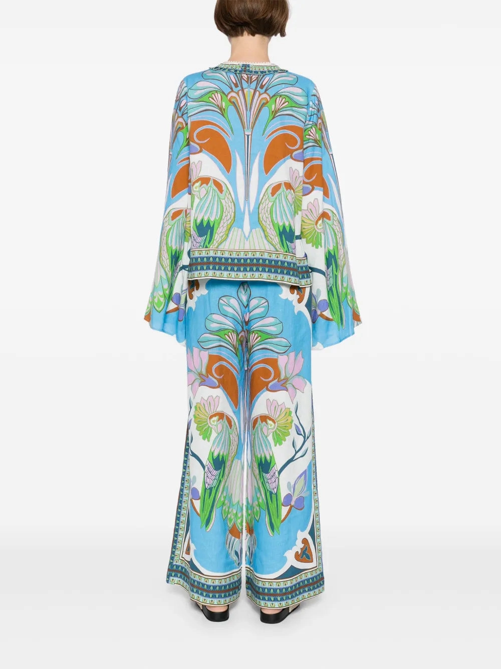 Open Glow Linen Soul Tess Top in Blue Multi