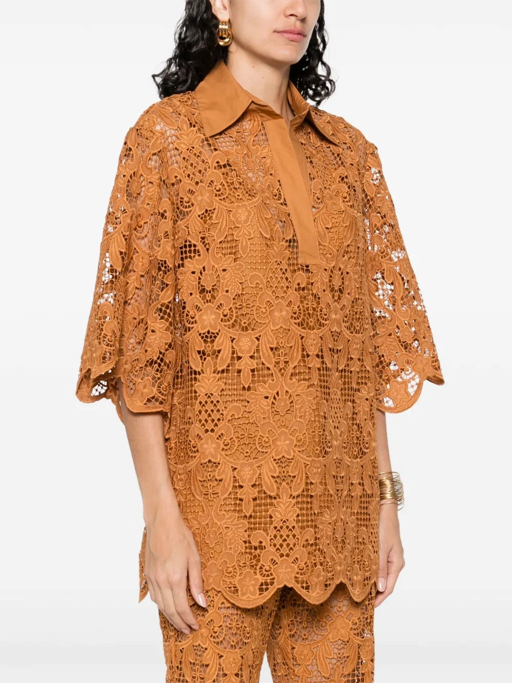The Coco Lace Tunic Top in Biscuit Durable Stitching