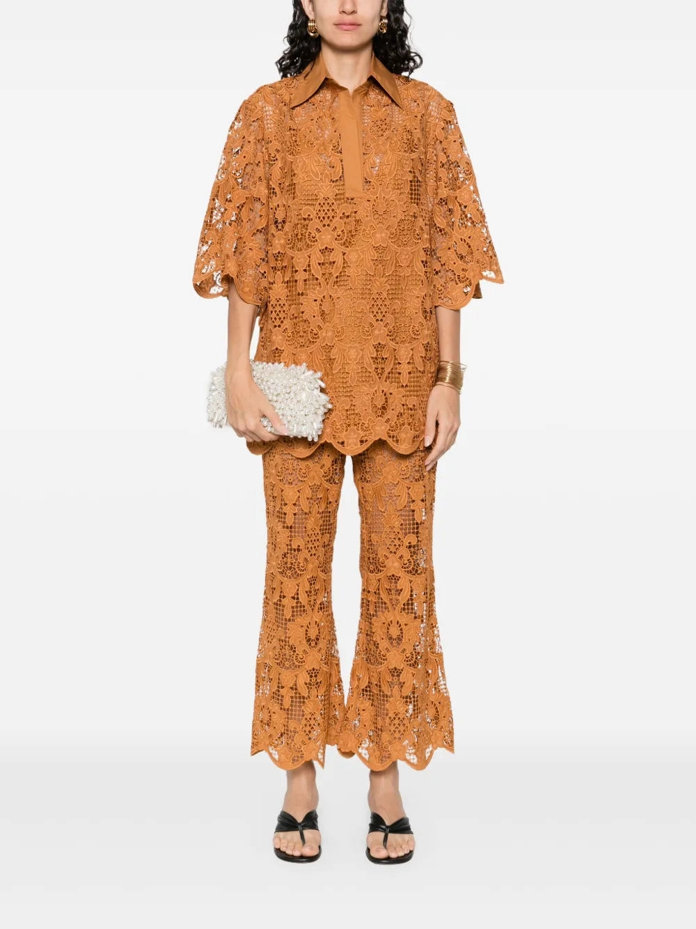 AntimicrobialTreatment The Coco Lace Tunic Top in Biscuit
