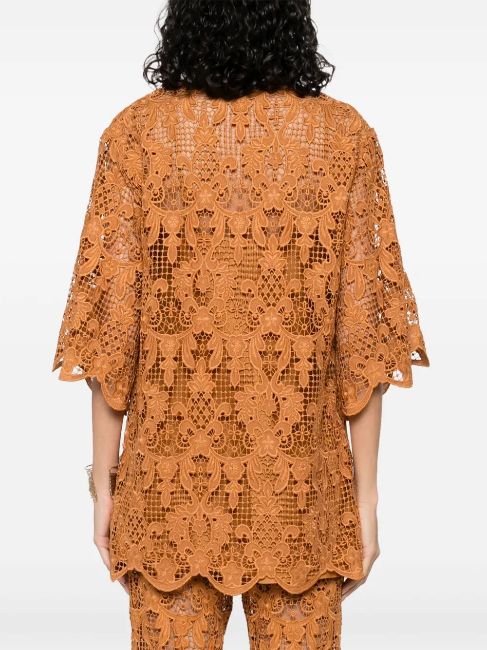 The Coco Lace Tunic Top in Biscuit BuiltIn Grip AntiStaticMaterial