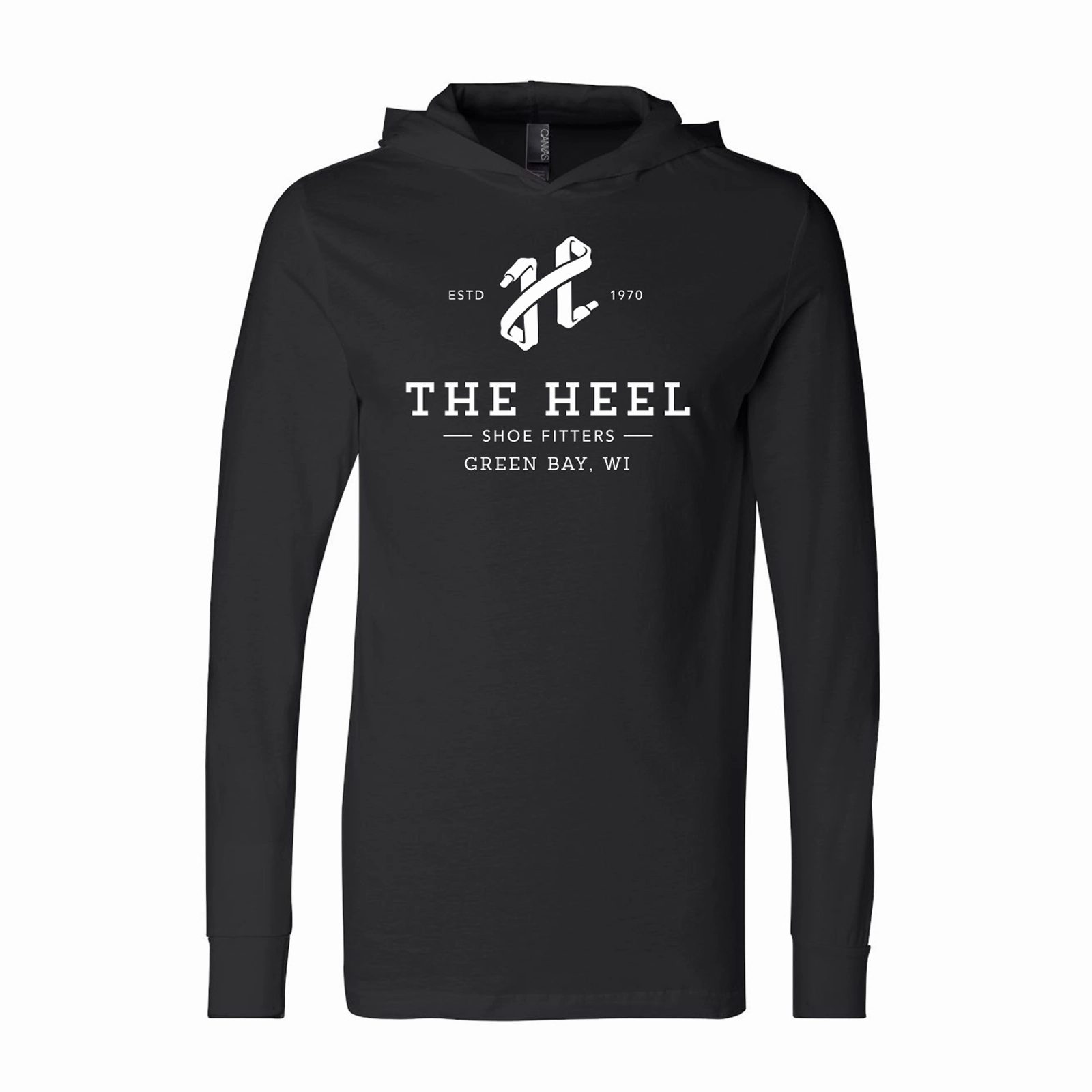 The Heel Shoe Fitters Jersey Hooded Long Sleeve Tee (Unisex) - Black Comfortable Style