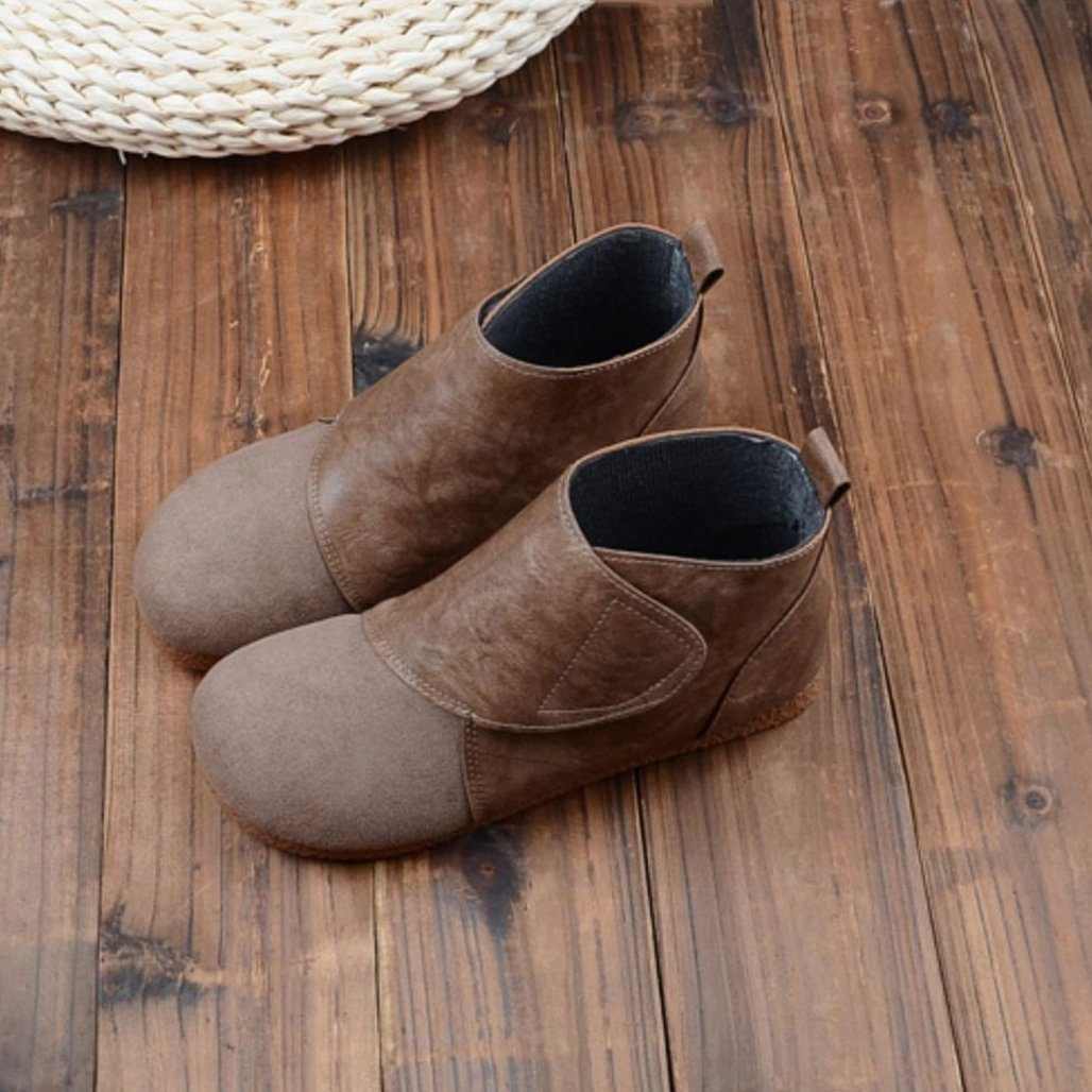 Orthopedic Molded Design Lightweight Sole Babakud Women Autumn Retro Round Toe Casual Boots