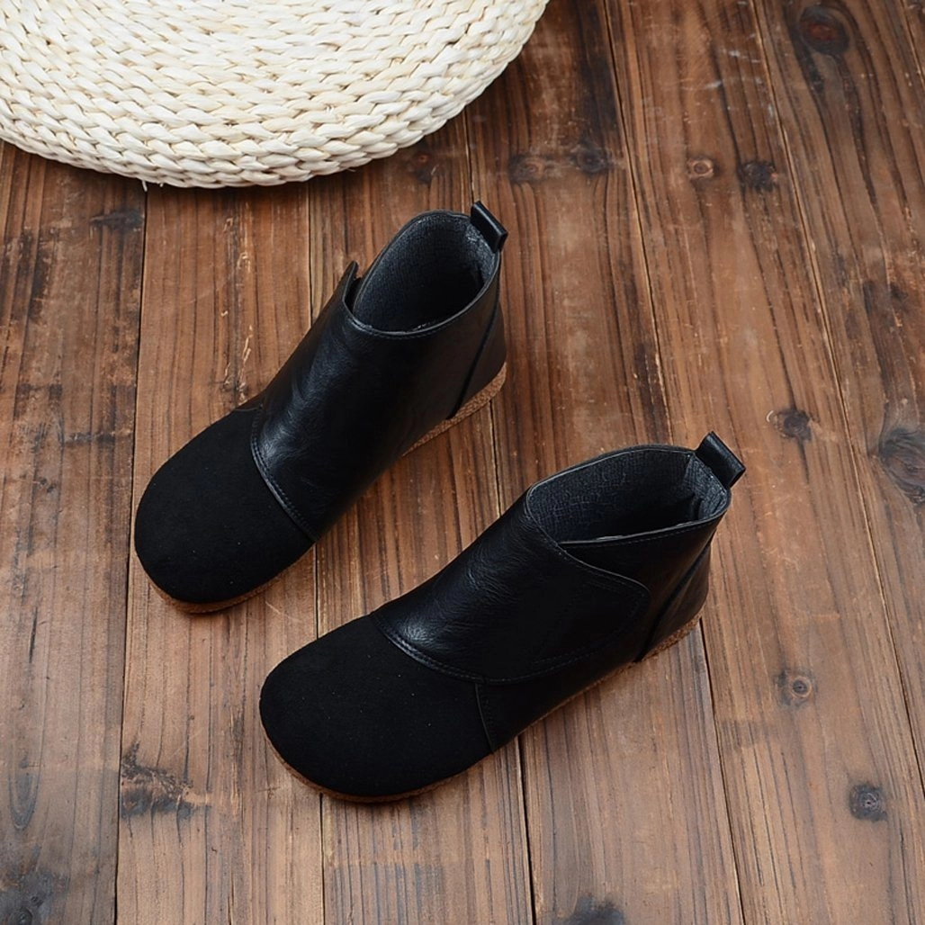 Babakud Women Autumn Retro Round Toe Casual Boots Thermal Insulation