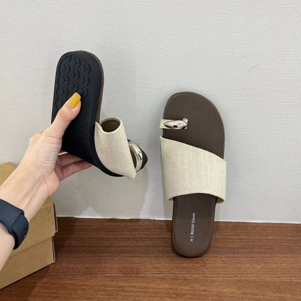 Durable durability Anti - fatigue Summer Women PU Casual Versatile Flip-Flop Flat Slippers