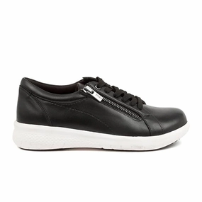 Ziera Solar XF Sneaker (Women) - Black Leather/White Outsole Smooth Edge New Spirit