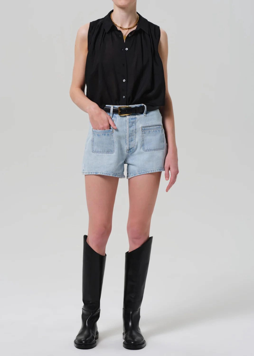 Marlow Welt Pocket Short in Skyscape Cool Nylon Sheer Glow