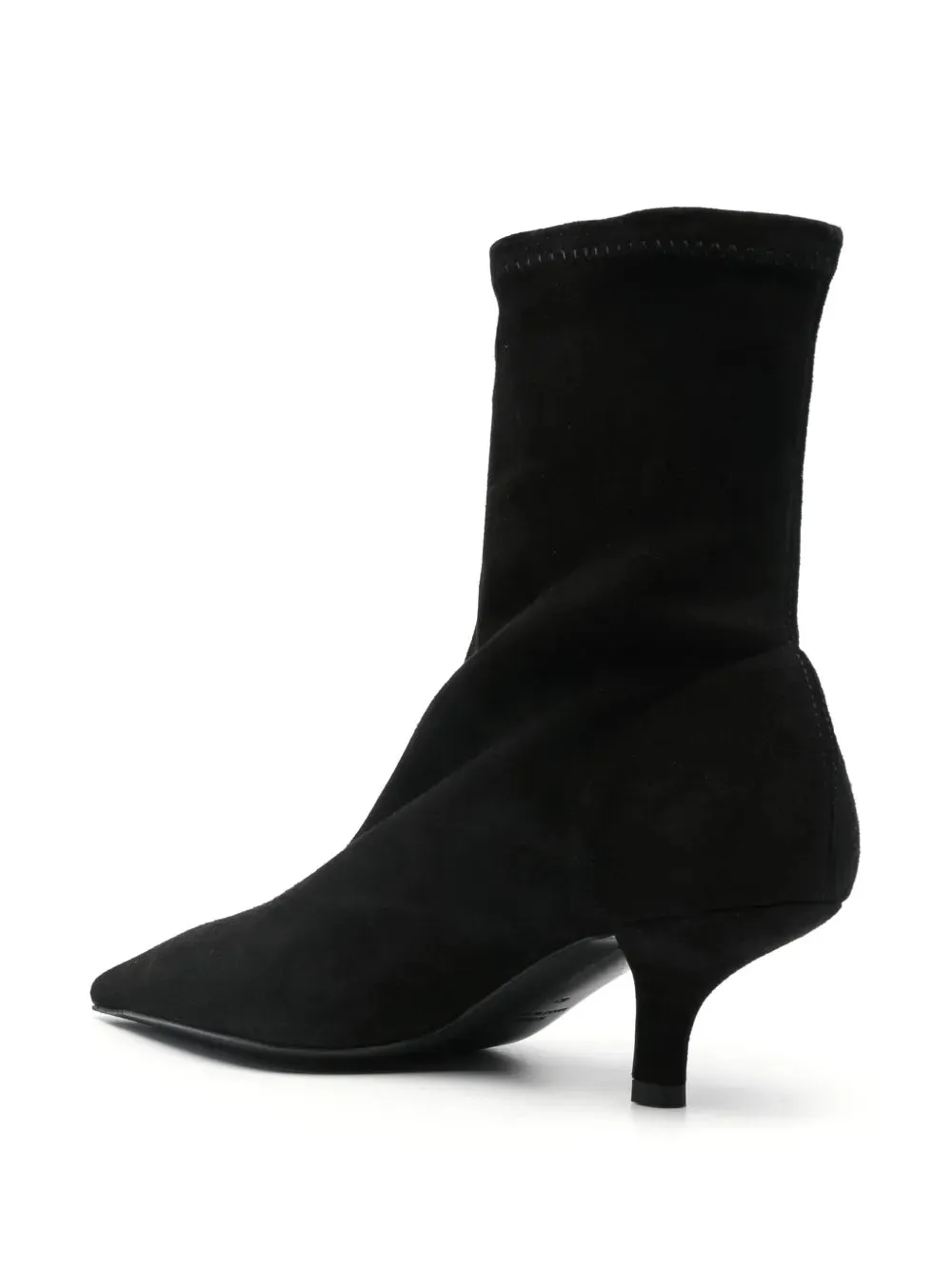 Abrasion Resistant Stitching Suede Heeled Sock Boot in Black