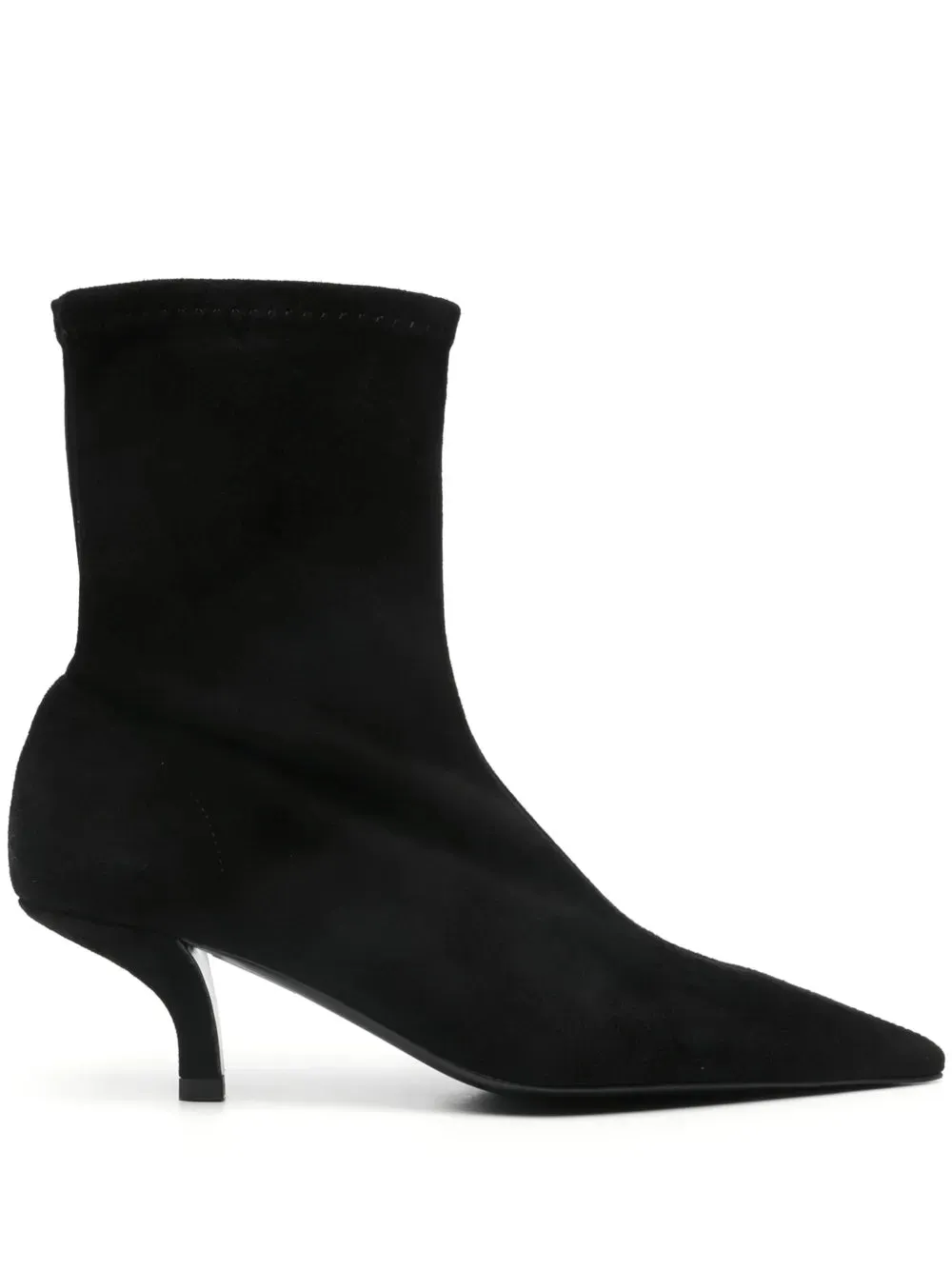 Suede Heeled Sock Boot in Black fluorescent sufficient