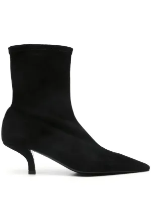 Suede Heeled Sock Boot in Black fluorescent sufficient