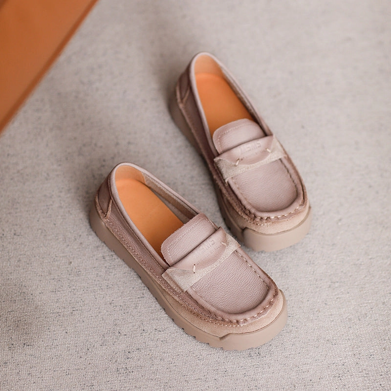Leather Retro Casual Platform Leather Slip-Ons for Women