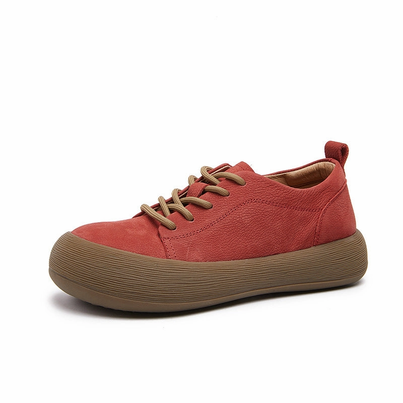 Eco Friendly Composite Streamlined ease Top Genuine Leather Casual Platform Soft Sole Lace Up Shoes