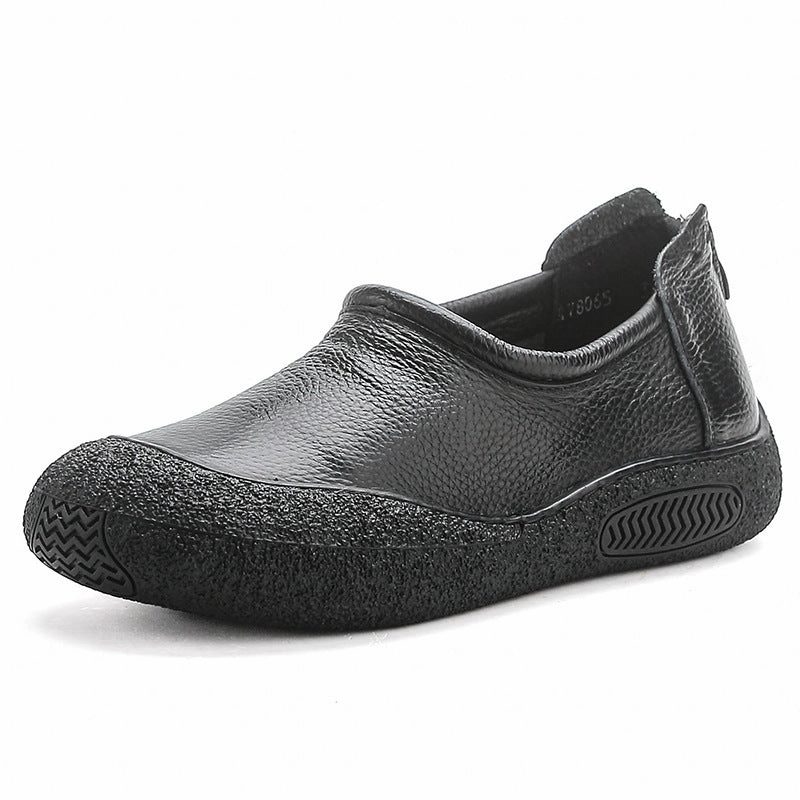 thickest Soft-touch design Top Genuine Leather Casual Soft Sole Round Toe Flats Shoes