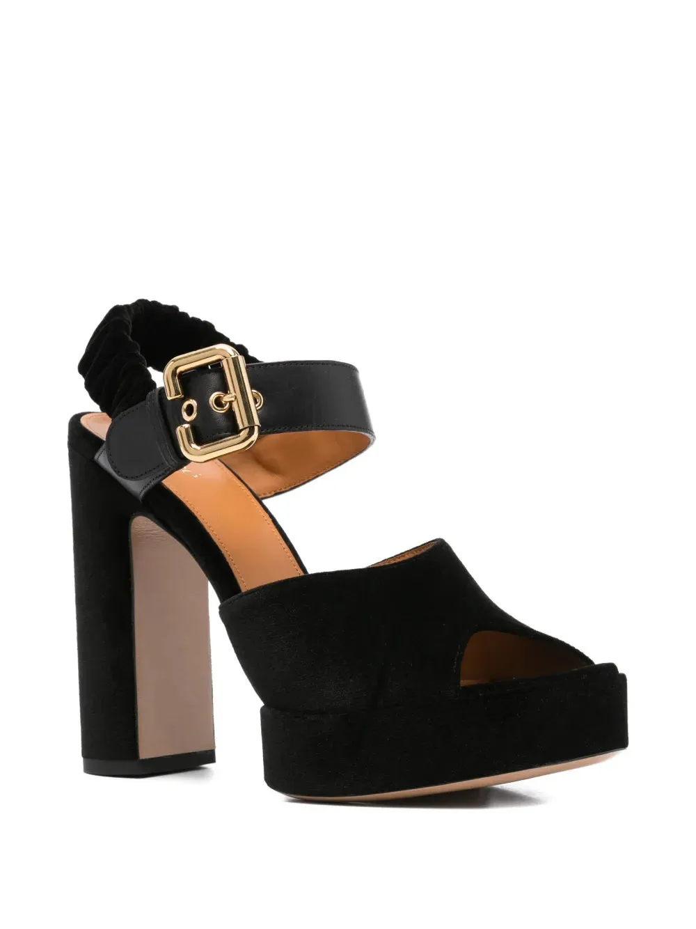 Aria Platform Sandal in Black Quick Dry Material