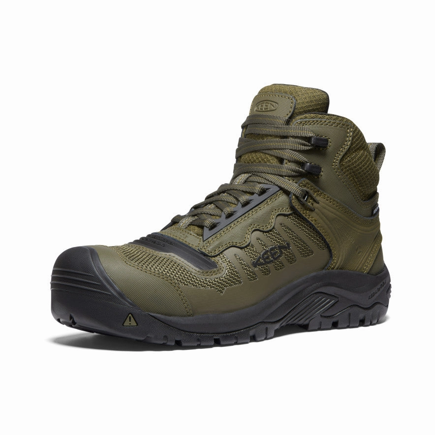 Shock Absorbing Work Ready Gear Men's Reno Mid Waterproof (Carbon Toe)  |  Dark Olive/Black
