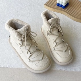 sunny - day shoes Babakud Women Winter Retro Warm Lace-Up Fleece-Lined Snow Boots