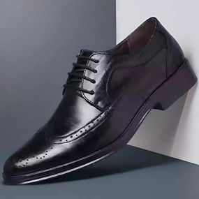 Men's Classic Retro Brogue Shoes Mens Lace-Up Business Leather Shoes Dress Office Flats Men Wedding Party Oxfords Work Footwear sock liner Multi Density Foam Layers