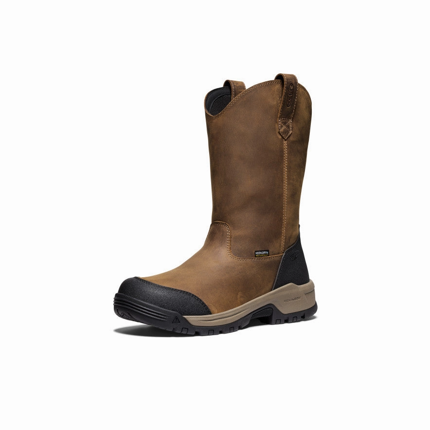 Men's Evanston Pull-On Waterproof Boot (Soft Toe)  |  Bison/Black Comfy Motion