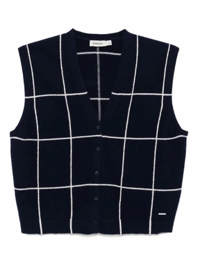 Rozzi Cashmere Vest in Midnight Plaid Heart Glow Royal Charm