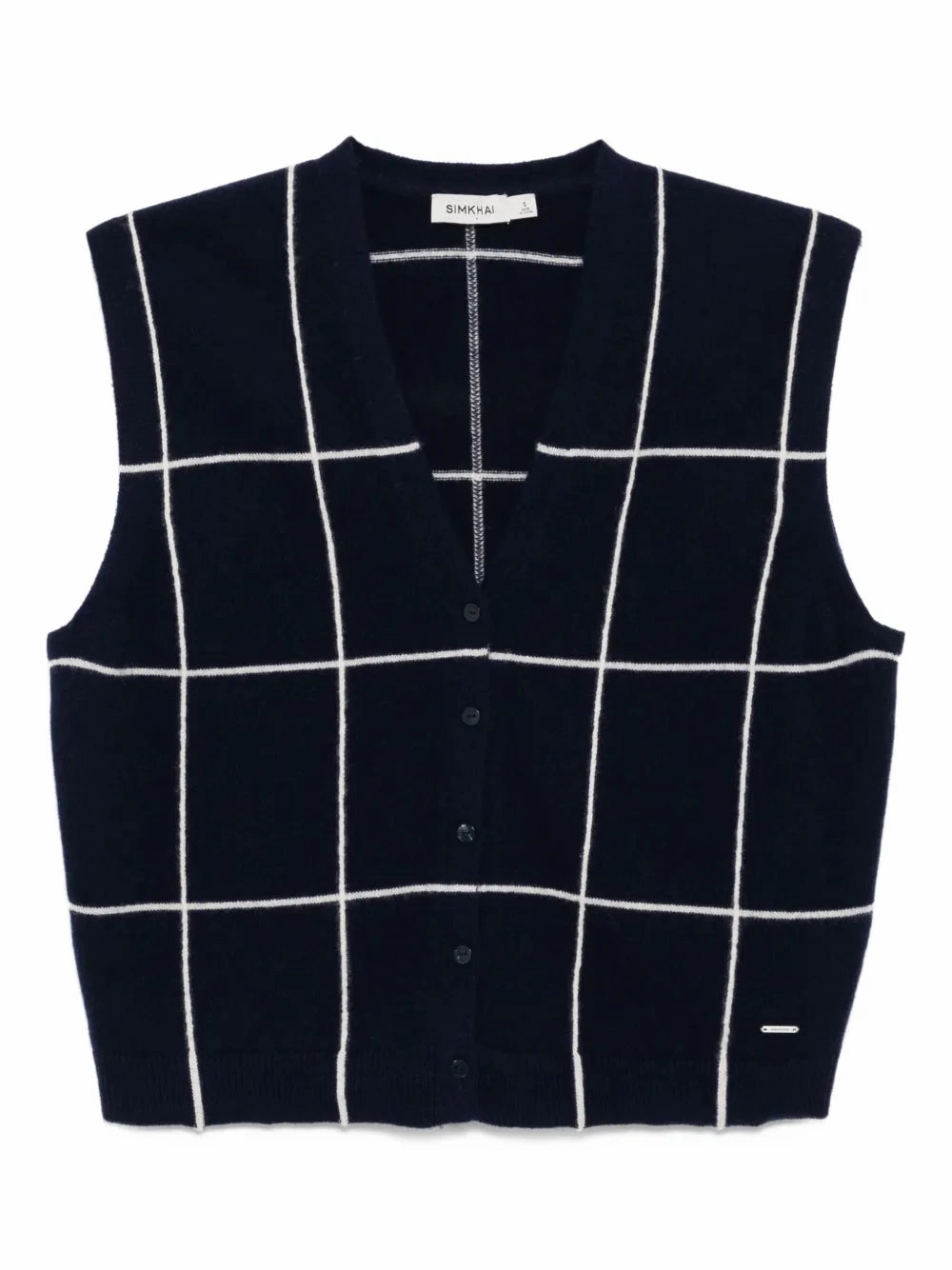 Rozzi Cashmere Vest in Midnight Plaid Heart Glow Royal Charm