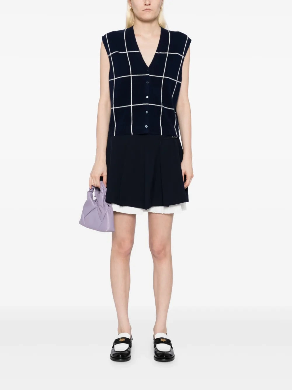 Fresh Ease Rozzi Cashmere Vest in Midnight Plaid