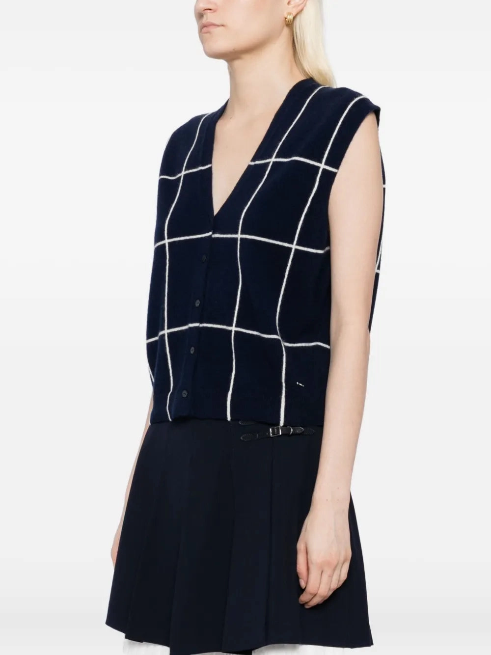Elegant Top Rozzi Cashmere Vest in Midnight Plaid