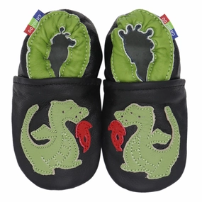 Recycled Material Footbed Fire Dragon Black up to 8 Years Old