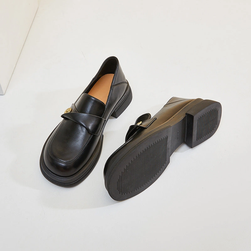 Gel Infused Lining orthopedic Black Fashion Genuine Leather Wide Toe Loafers for Women