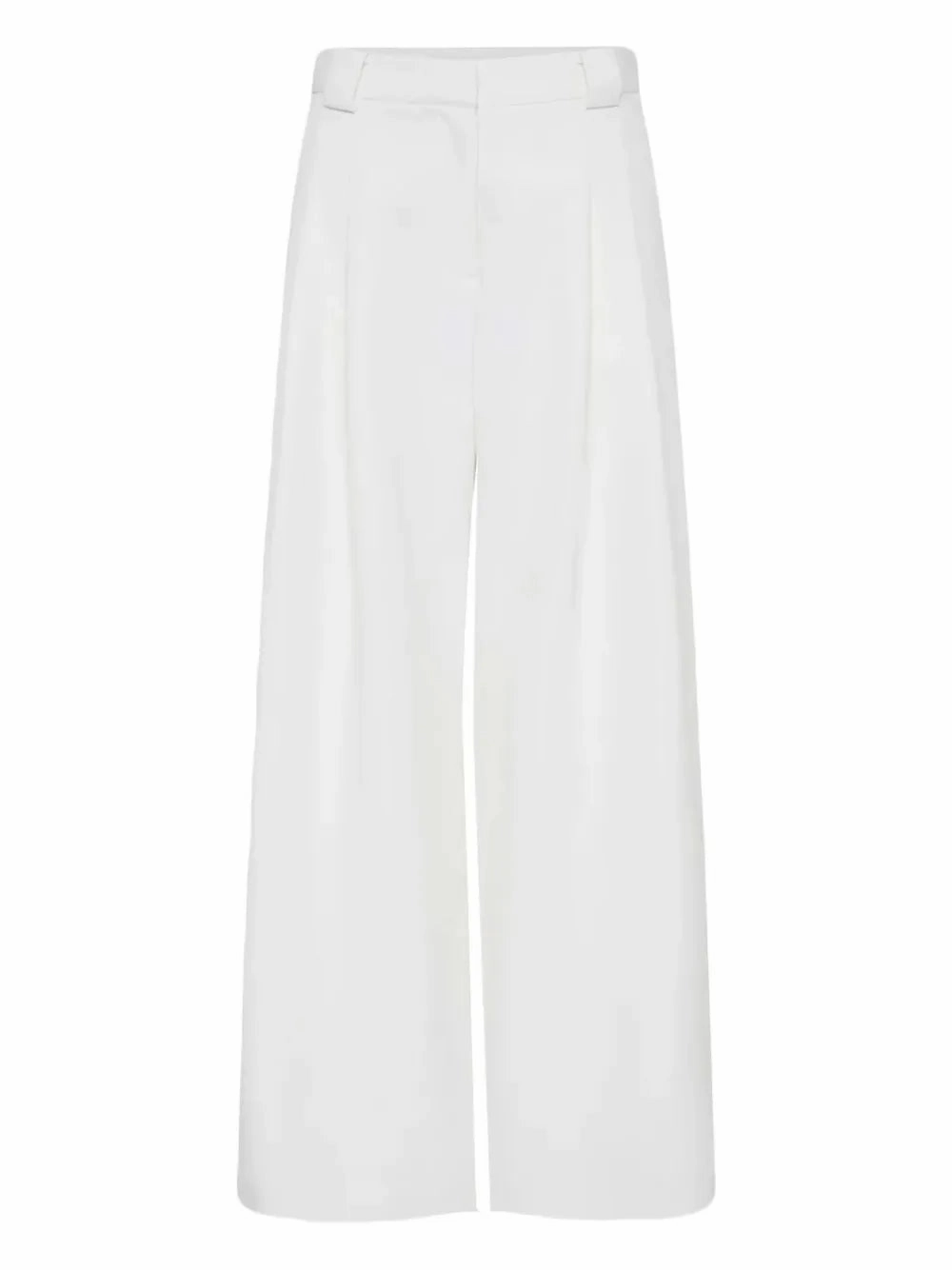 Global Edge Travel Core Twill Wide Leg Pleat Pants in Off White