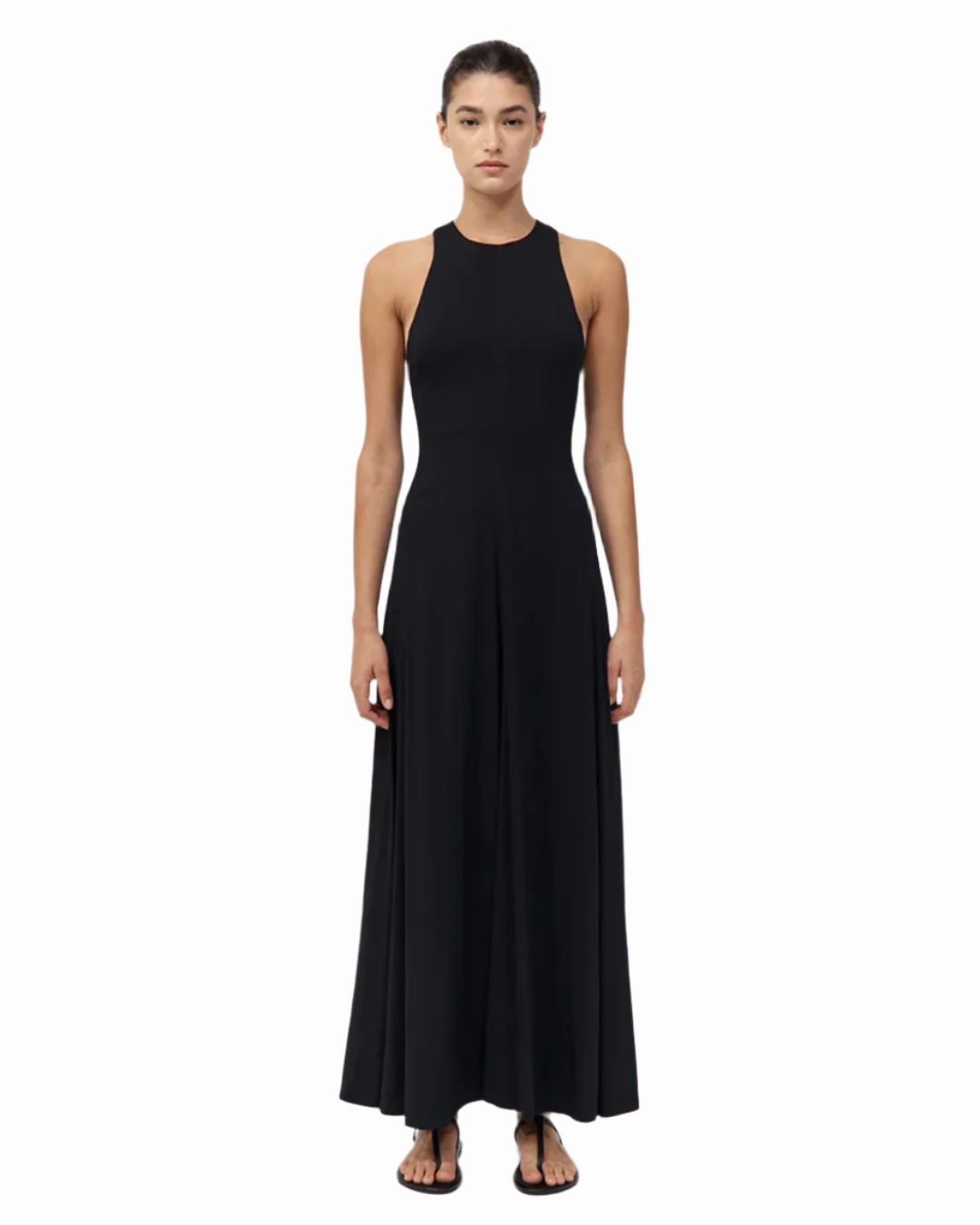 Flexible Outerwear Elegant Glow Cut Away Maxi Dress in Black