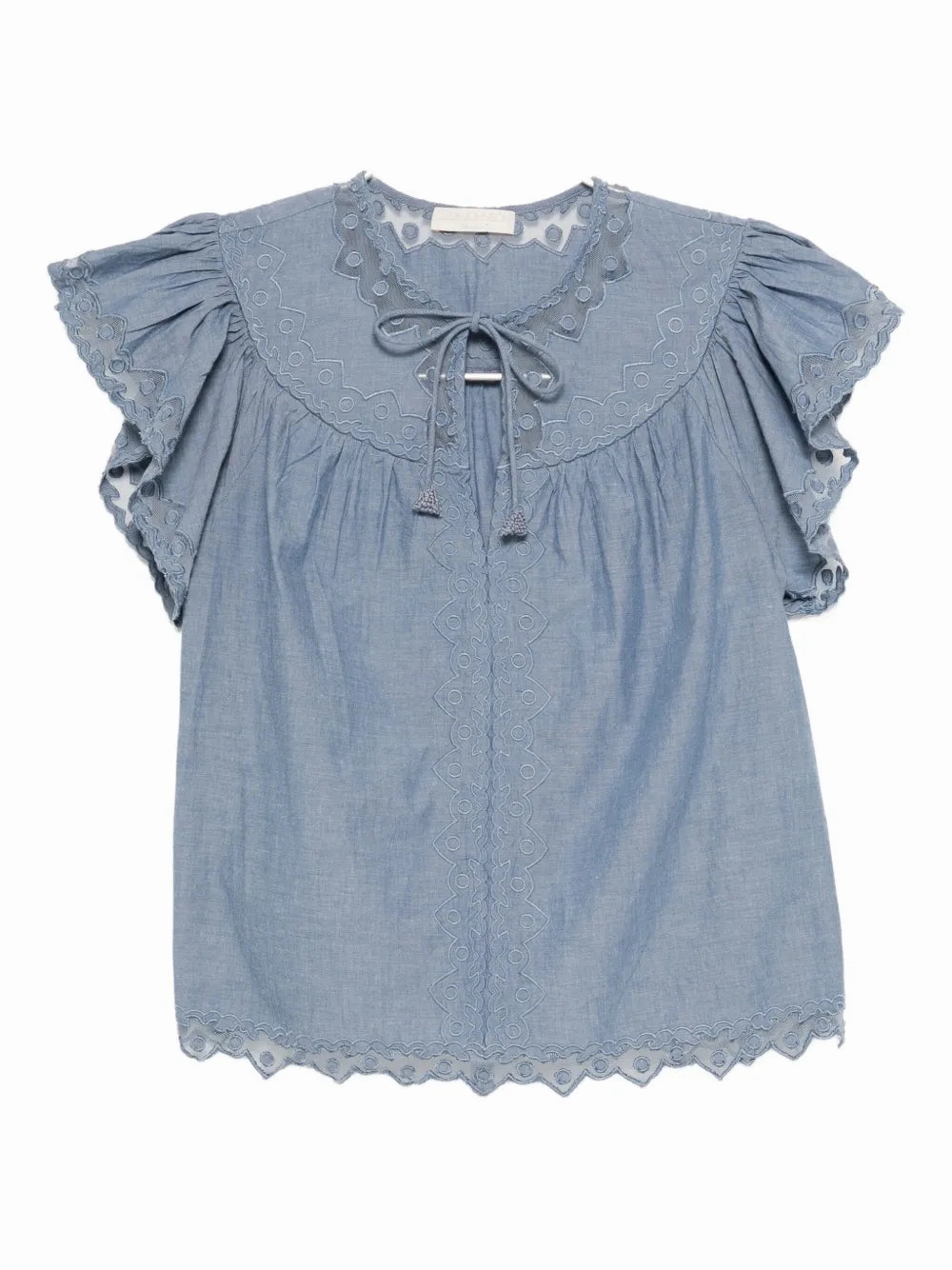 Effie Flutter Sleeve Top in Chambray Warm Vest