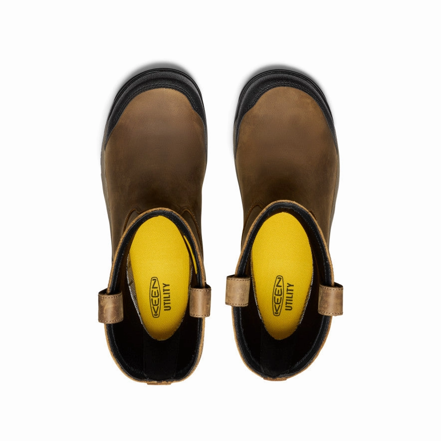 Walk Fit Comfort Flexible footbed Men's Evanston Pull-On Waterproof Boot (Carbon Toe)  |  Bison/Black