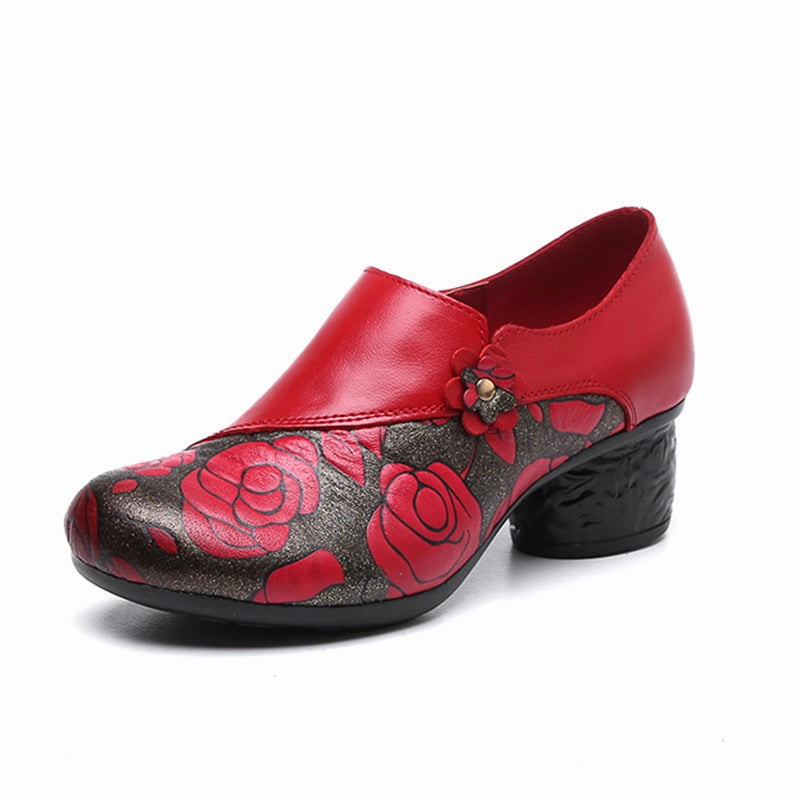 Eco Friendly Composite Rocker sole geometry Babakud Women Autumn Ethnic Style Slip-On Leather Soft Sole Shoes