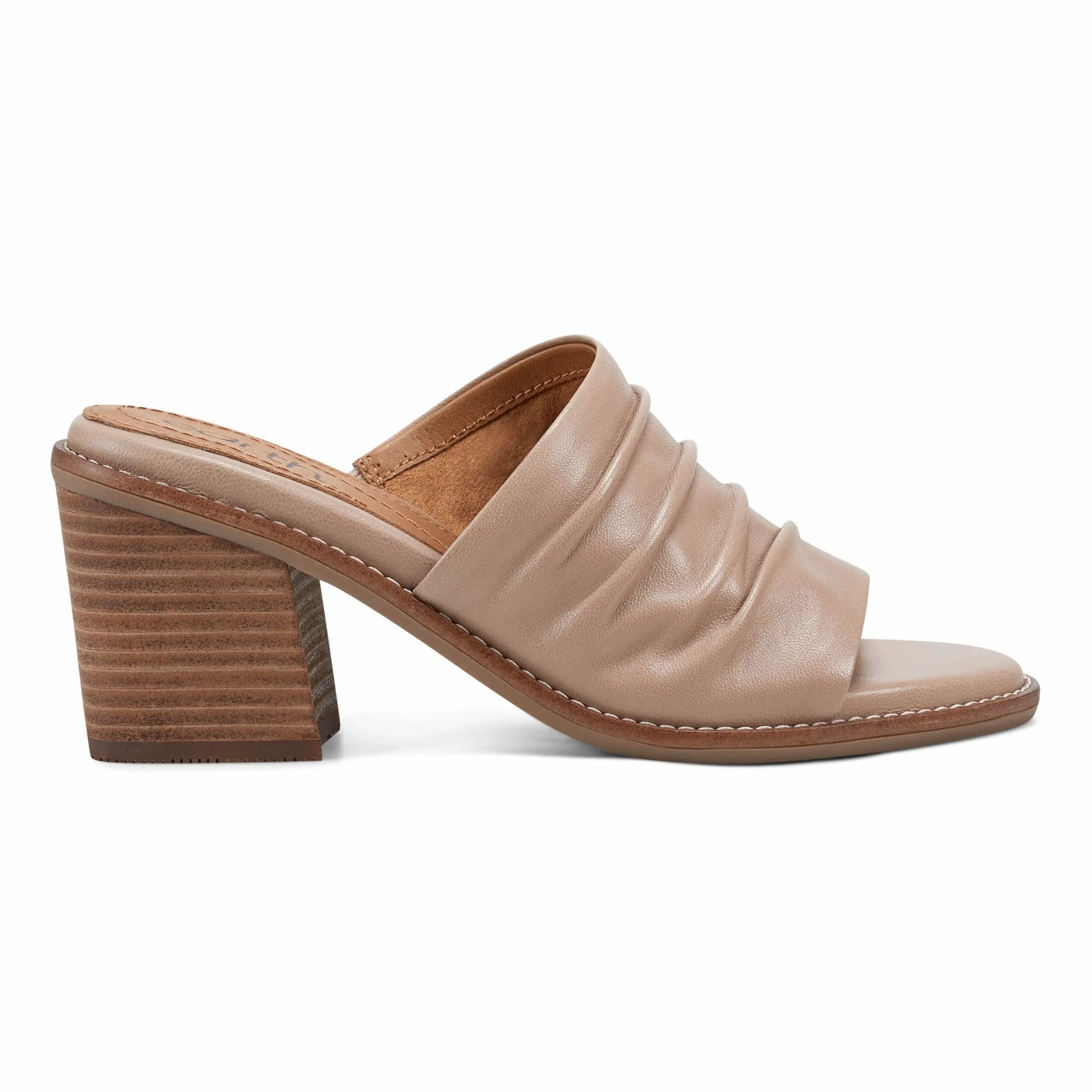 Adara Ruched Slip-On Dress Sandals Enhanced Traction Pattern daily commuters