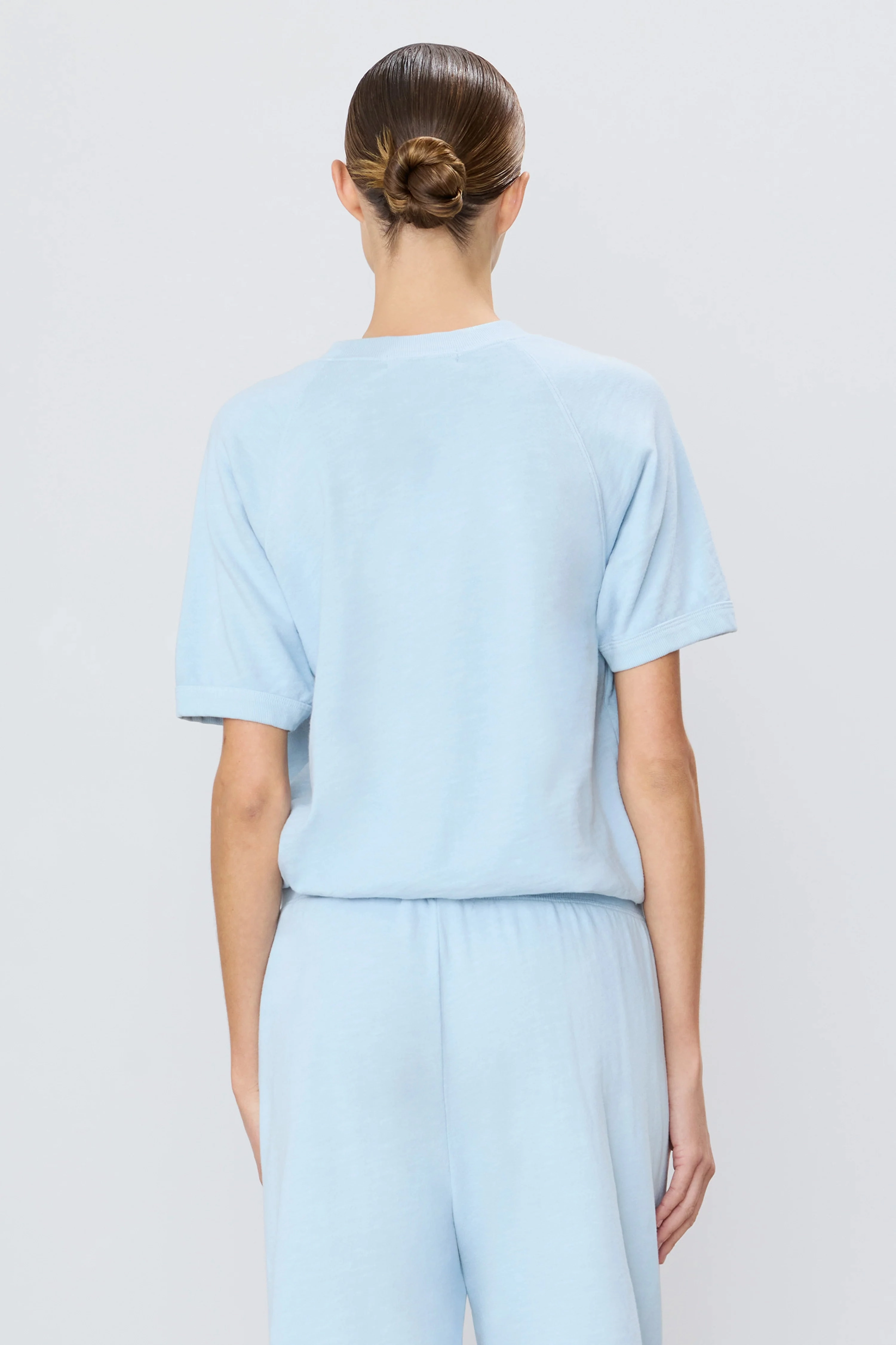 TaglessLabel LowMaintenance Material Short Sleeve Raglan Sweatshirt in Dusty Blue