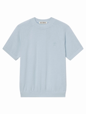 Short Sleeve Raglan Sweatshirt in Dusty Blue AbrasionFree Edging DurableReinforcedElbow
