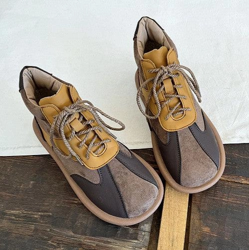 Babakud Women Autumn Retro Color Matching Niche Suede Short Boots Distinctive cushioning Abrasion Defensive Toe Guard