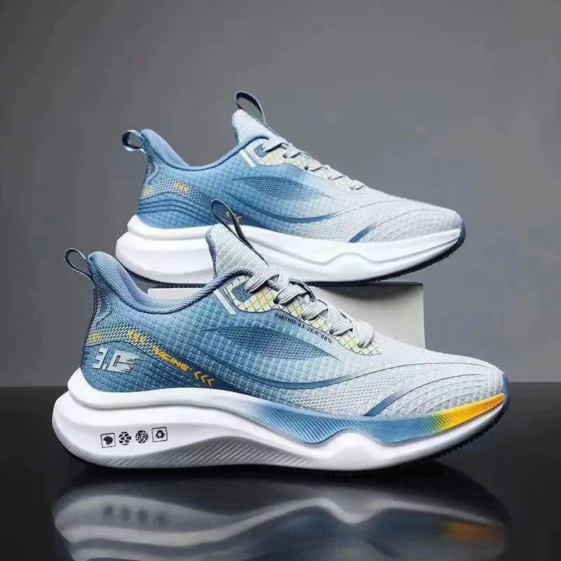 Men's Sports Shoes Men's Soft-soled Running Shoes Mens Trendy, Comfortable and Casual Shoe Mens Mesh Breathable Sports Shoe Compression Molded Cushioning Energy Return Heel Design