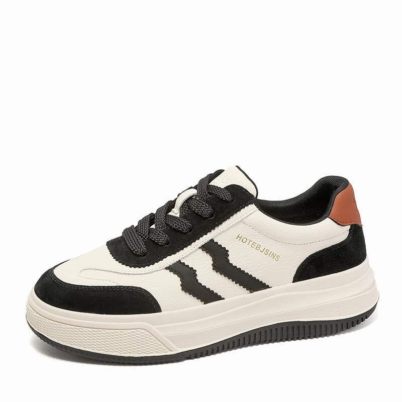 Seamless lining Women Autumn Fashion Leather Flat Casual Shoes