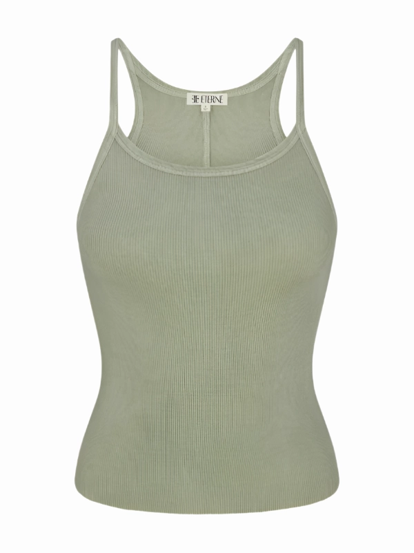 Rib Tank in Sage Casual Sweatshirt AntiSnag Threading