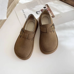 All-Purpose Style Vintage Leather Sueded Wide Toe Casual Slip-On Shoes
