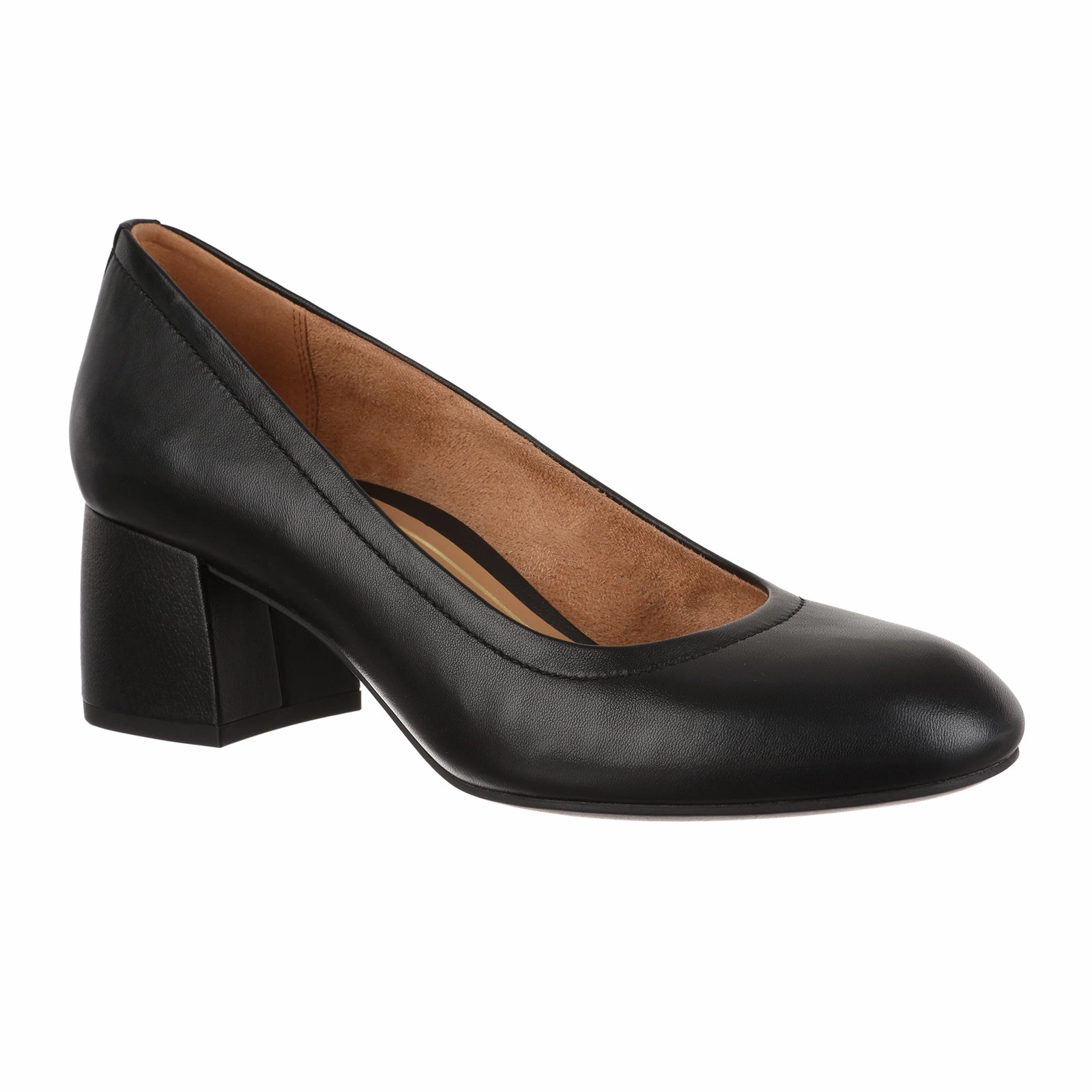 Work Appropriate Comfortable Waistband Vionic Carmel Pump (Women) - Black Nappa Leather