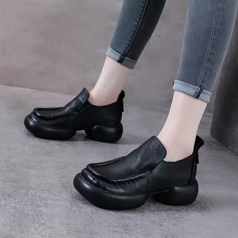 All-Weather Performance Gift Women Vintage Thick-Soled Handmade Leather Loafers