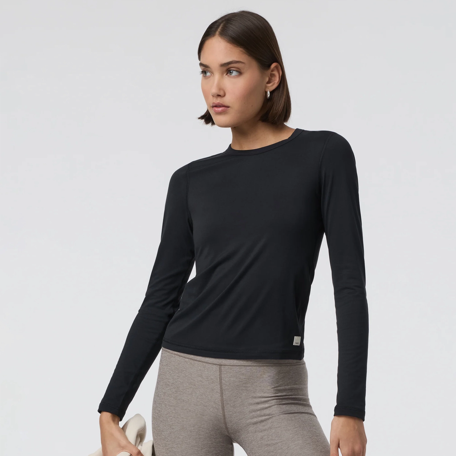 Daily Fit King Mode Vuori Lux Long Sleeve Crew Tee (Women) - Black