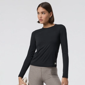 Daily Fit King Mode Vuori Lux Long Sleeve Crew Tee (Women) - Black