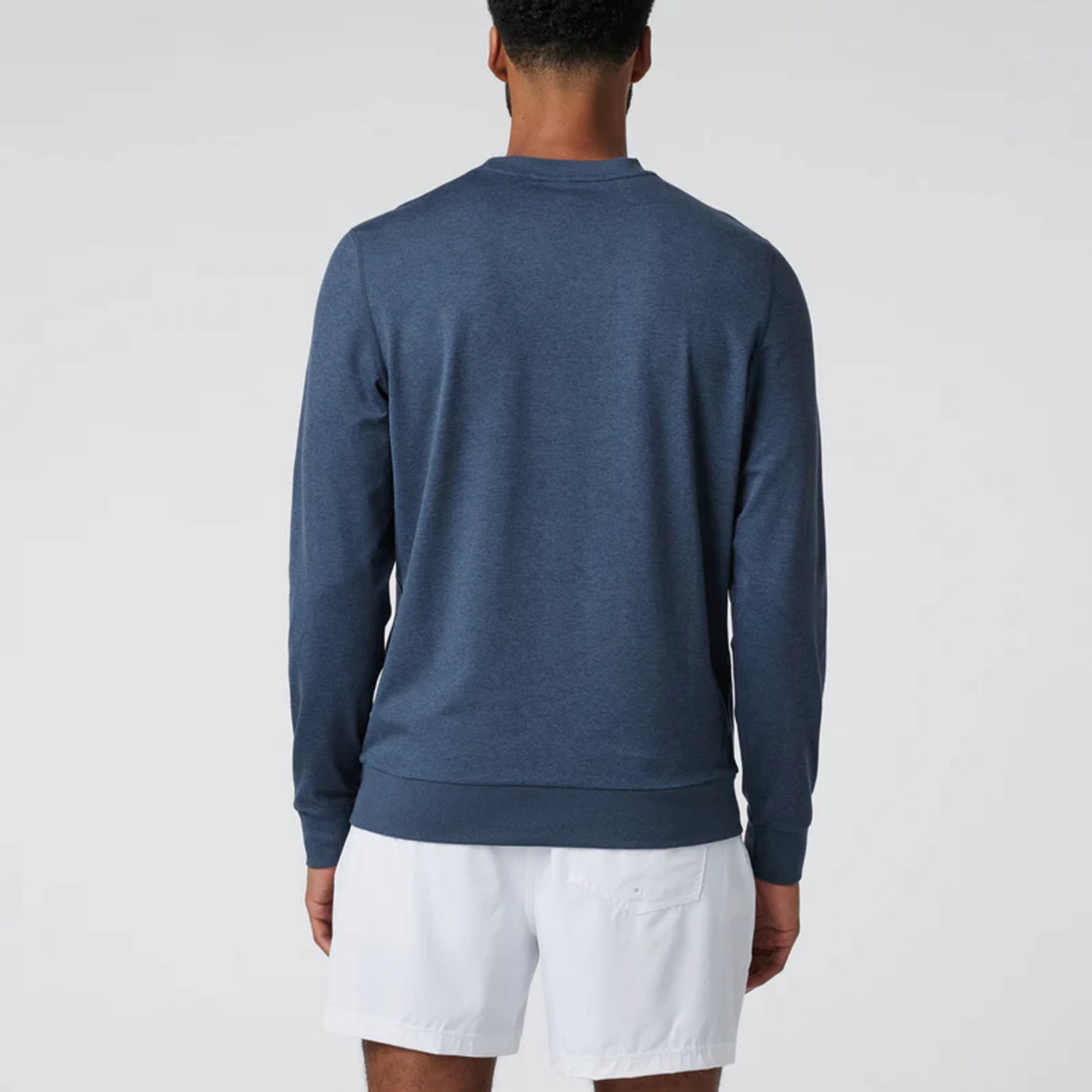 Vuori Ponto Performance Long Sleeve Crew (Men) - Azure Heather Clear Tone