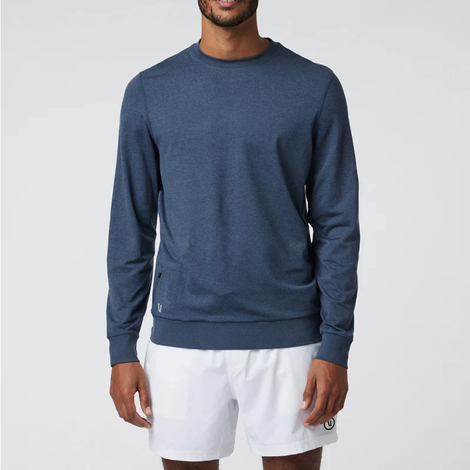 Elegant Pants OdorResistantClothing Vuori Ponto Performance Long Sleeve Crew (Men) - Azure Heather