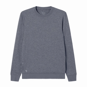 Vuori Ponto Performance Long Sleeve Crew (Men) - Flint Heather Wool Fit